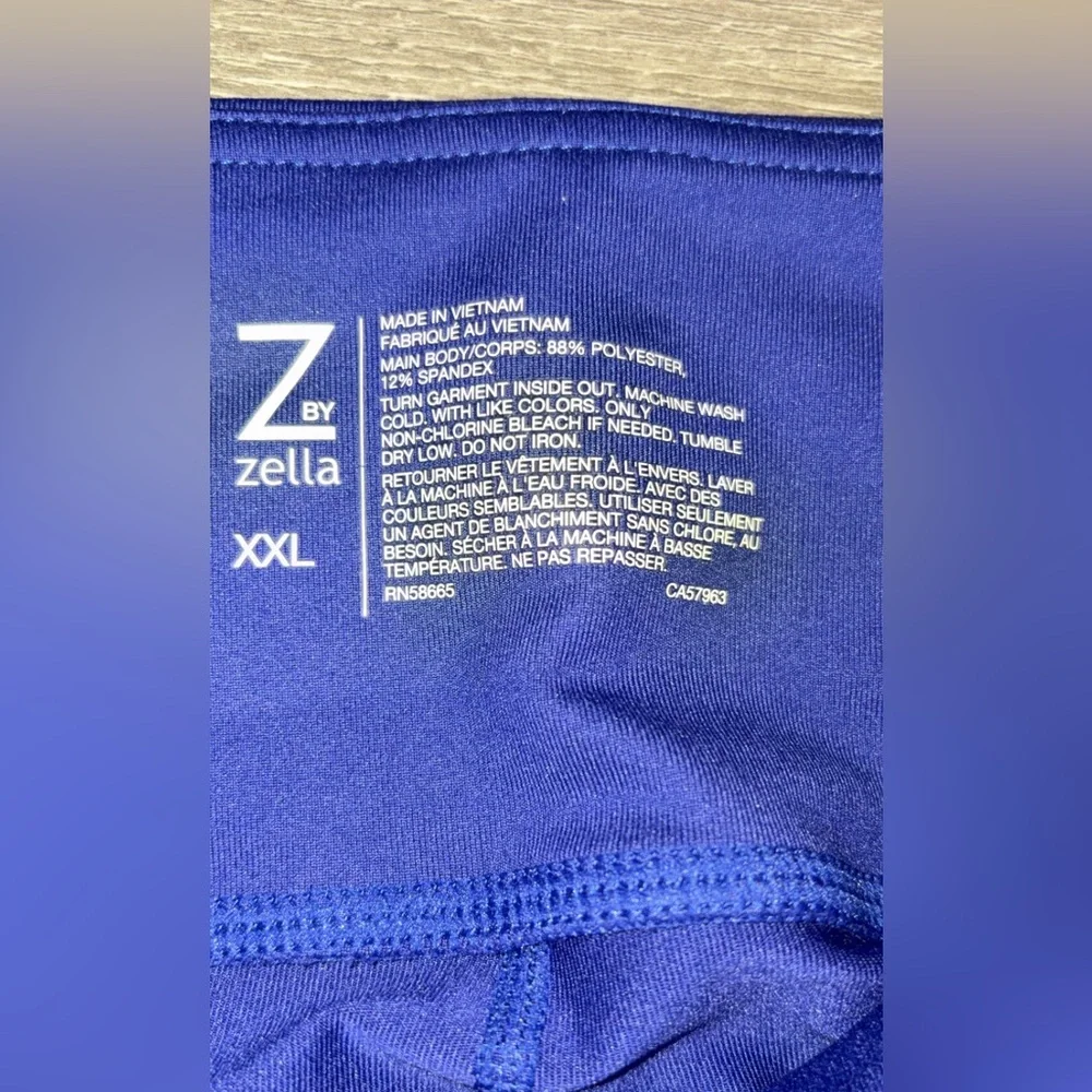 Z By Zella XXL High Rise Full Length Leggings Stretch Blue W/ Side Stripes New - Picture 7 of 8